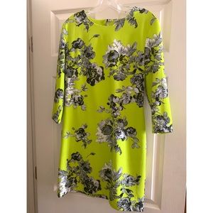 Neon green floral shift dress